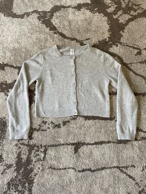 Abound Light Gray Cropped Button-Up Cardigan